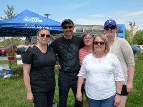 Members of the OPSEU 276 strike committee at the end of their first week walking the picket line at the Owen Sound Medical Centre on Friday in Owen Sound. From the left, Laurie Hills, OPSEU staff representative David Cox, Brenda MCall, Tina Roscoe and Melanie Nelson. (Scott Dunn/The Sun Times)