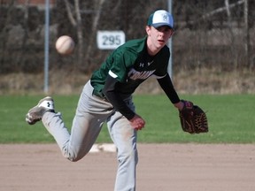 West Ferris Trojans pitcher Braeden Staples got the win and the save in a 10-9 decision over the Chippewa Raiders in NDA baseball action at the Veterans Park diamond, Friday. Dave Dale / The Nugget File Photo