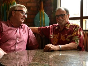 Executive producer Craig Thompson and playwright Rick Whelan chat about their plans to develop the novel, Clara Callan, into a television series shot in Stratford. (Galen Simmons/The Beacon Herald/Postmedia Network)