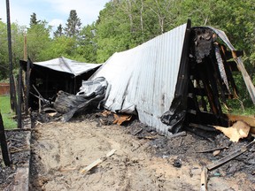 The charred remains of the hawk house still stand where they burned at the Strathcona Raptor Shelter near Sherwood Park after a fire destroyed the building on Jan. 17, killing a total of 12 hawks and owls.

Zach Mueller/News Staff