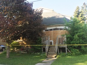 The McKenzie house at 174 Trafalgar Street in Mitchell was severely damaged after a fire last Saturday night, May 26. ANDY BADER/MITCHELL ADVOCATE