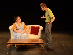 Archbishop Jordan Catholic High School fine arts students get into their character at rehearsal as they prepare for their upcoming presentation of The Death and Life of Larry Benson at Festival Place from May 29 to 31.

Photo Supplied