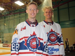 Forwards Bryce Lewis, left, and Zachary Hauseman have committed to play for the Rayside-Balfour Canadians in 2018-19. Ben Leeson/The Sudbury Star/Postmedia Network