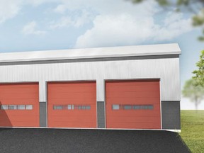 Brant County council has approved architectural drawings and renderings from consultant +VG - The Ventin Group Architects Inc. for new fire halls to be built in Cainsville, Onondaga and Scotland. The three fire halls will have essentially the same design as shown above. (County of Brant)