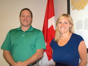 Lake of the Woods Business Incentive Corp executive director Ryan Reynard with Allyson McTaggart, business development and loans officer.
Leanne Fournier/Special to the Miner and News