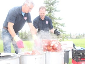 It was a process to cook the lobster for the Melfort Kinsmen and Kinette Club’s Surf and Turf night featuring steak and lobster on the menu on Friday, May 25 at the Kerry Vickar Centre;  Melfort Guides were among the volunteers.