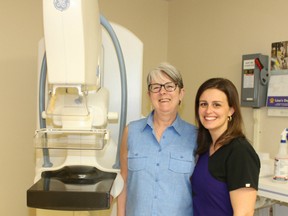 Sharon Doggett, left, is all smiles after getting a checkup from Natalie Kohlsmith, charge medical radiation technologist at the North Bay Regional Health Centre.
Supplied Photo