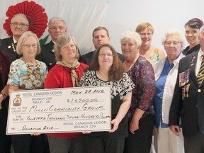 Members of the Millet Royal Canadian Legion Branch No. 229 distributed $14,700 in community donations to area organizations May 22.