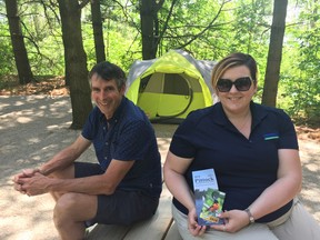 Steve Sauder and Becky Gummow of the UTRCA show off a new camping site at Pittock Conservation Area designed to provide a taste of the back country but much closer to home. The public is welcome to check out the site Wednesday May 30 at 10:30 a.m. HEATHER RIVERS/SENTINEL-REVIEW