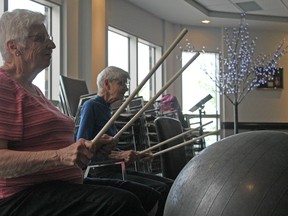 Participants had their last cardio drumming session at Homestead South on May 25. (LAUREN MACGILL, Morden Times)