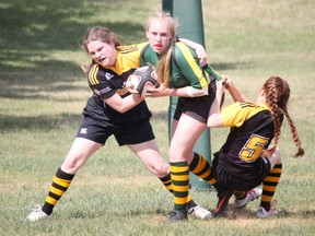 Fort High’s senior girls rugby squad was divided into two teams in their home Sevens tournament on May 25 at the Jubilee Recreation Centre Field. Facing off against ABJ in the final in the black pool, Fort High won 15-5 and clinched this year’s Sevens Cup.