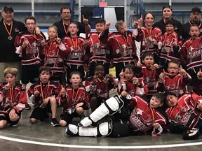 Submitted photo: The Wallaceburg Novice Griffins went 5-0 at Sarnia Herb Lea Tourney on the weekend, beating Oshawa 2 12-3 in the championship game. The Griffins also beat Milton 2 (8-1), Sarnia 2 (10-2), Oshawa 2 (8-6), Hamilton (12-6).