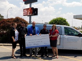 (L-R): Heather Hoare (Director of Development with Ronald McDonald House in SW Ontario), Rodney Walduck (General Manager at Goderich McDonalds), Rob Reid (Owner Operator of Goderich, Kincardine and Exeter restaurants, board member of Ronald McDonald House), Jordan Bucht (Manager at McDonalds), and Tracey Keighley-Clarke (Chief Executive Officer with Ronald McDonald House). (Kathleen Smith/Goderich Signal Star)