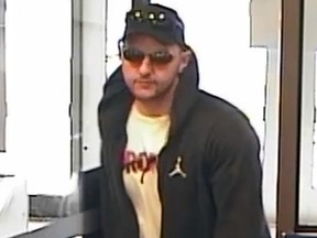 Male suspect wanted by the Ontario Provincial Police in relation to an armed robbery at the Royal Bank of Canada on Dundas Street in Napanee, Ont. on Friday June 1, 2018. Supplied by the OPP