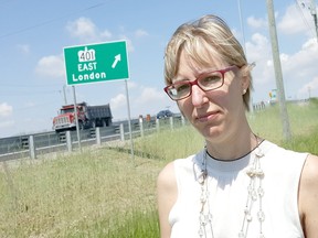 Alysson Storey, spokesperson for Build the Barrier, said the group plans to remain vigilant after the election to ensure concrete barriers are installed on Highway 401. (Trevor Terfloth/Postmedia Network)
