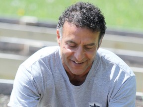 Anthony Azzopardi prepares his gardening bed at Common Ground @ Emmanuel on Saturday.