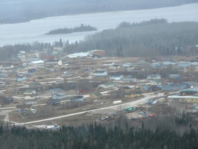 Aerial view of the Northern Ontario First Nation of Eabametoong, accessible only by plane and with a population of about 1,300 people. Eabametoong is one four communities closest to the RIng of Fire. (Postmedia Network)
