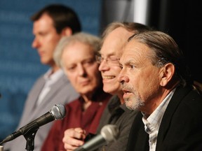 None Of The Above candidate David Sylvestre makes a point at the Greater Sudbury Chamber of Commerce all-candidates event on May 23. (Gino Donato/Sudbury Star)