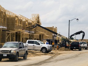 A row of townhouses are under construction on Grand River Street North in Paris. ALEX VIALETTE/THE EXPOSITOR