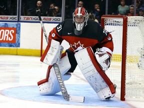 Sherwood Park's Carter Hart added to his World Junior gold by winning several awards this season, including the CHL Goalie of the Year award for the second straight campaign. Dave Abel/Postmedia Network