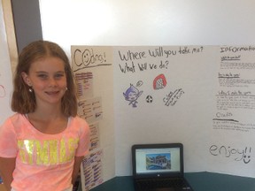 Grade 6 student Alexis Barron shows off the video game she created during the Coding Quest Arcade event that saw more than 250 students fill the Strathcona County Community Centre agora on May 29.

Photo Supplied