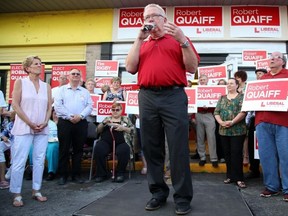 Tim Miller/The Intelligencer 
Premier Kathleen Wynne made a brief stop in Belleville to rally support behind Bay of Quinte candidate Robert Quaiff at his campaign office on Thursday. Wynne, late last week, admitted defeat in this week’s election.