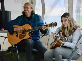 Danielle Knapp (right) and Michael Averill at the youth workshop on June 2. (Taryn Brandell | Whitecourt Star)