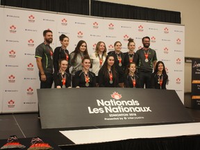The 18U girls team won silver during the 2018 Volleyball Canada Nationals. From left to right on the back row, coach Josh Heisler, Breanna Smith, Nicole Cone, Shayla Roy, Emily Dunstall, Natalya Koscielny and coach Braden Lanctot. From left to right on the front row, Raeanne Ellis, Maddy Bryson, Brianna Pratt, Avery Pelz and Enila Lavallee (Submitted).