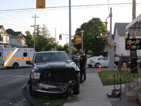 Norfolk OPP are investigating a collision between a pickup truck and a taxi at the intersection of Queen and West streets in Simcoe at about 7:30 on Friday night. There were no injuries. Kim Novak/Simcoe Reformer