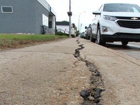 Sidewalks like this one, on the east side of Main Street are slated for replacement this summer.