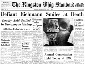 To download a readable copy of Page 1 from the June 1, 1962, edition of The Kingston Whig-Standard, click here.