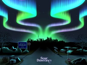 Album cover art for the new Sonic Democracy release, "Crossroads & Dreamlands."
