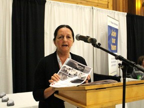 Julie Joncas, executive director for the Far Northeast Training Board (FNETB) presented the mining sector employment and hiring forecast for 2017 to 2027 at the Canadian Mining Expo at the McIntyre Community Centre on Wednesday. The report states about 3,000 workers will be needed by 2027.