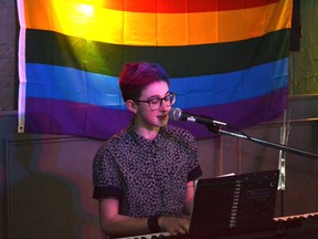 Sixteen-year old musician Loren Wolfe performs at Molly Bloom's Irish Pub's LGBTQ Music Night Wednesday. Galen Simmons/The Beacon Herald/Postmedia Network