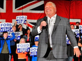 Progressive Conservative leader Doug Ford confidently predicted his party would form the next government at Queen’s Park during an election eve rally Wednesday in Caledonia. MONTE SONNENBERG / SIMCOE REFORMER