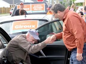 Henri Giroux returns from his 10-town tour of Nipissing on the last day of campaigning.
Christian Paas-Lang / The Nugget