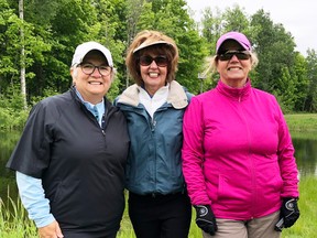It was mittens and warm coats for 47 Ladies' League golfers, including Jane Pritchard-Bowers, Janet Reynolds and Chris McCrae June 5 at Saugeen Golf Club. Submitted photo