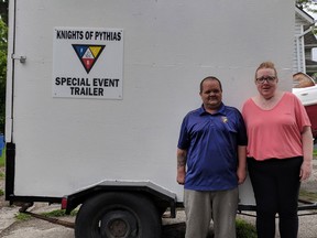 Submitted photo: Gordon Osborne and Heather Tarr Gordon have the Knights of Pythias community events trailer up and running. The trailer will be at No Frills for barbecues on June 2, June 16, June 30 July 7, July 14, July 21, August 4, August 11, August 18, September 1, September 15, September 29. The trailer will also be at the fireworks on Sunday July 1 at the Kinsmen Park and also uptown at WAMBO in August.