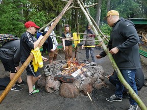 Students from Wetaskiwin Regional Public Schools and Ermineskin Junior/Senior High School participated in the Sohkisowin Cultural Camp at Maskepetoon Camp on Pigeon Lake May 31. The students took part in a number of sessions designed to teach strength and resiliency. (Supplied)