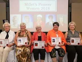 Millet’s Pioneer Women were celebrated during a ceremony at the Millet Agriplex June 2. (Sarah O. Swenson/Wetaskiwin Times)