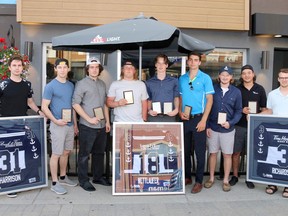 The Woodstock Navy Vets recognized their team award winners from the 2017-18 Provincial Junior Hockey League season.

From left: Mike Harrison, Justin Elms, Austin Sine, Kurtis Christo, Josh Wright, Jared Prekup, Chris Nauts, Kyle Walker and Austin Richardson

Bill Polzin/Special to the Sentinel-Review