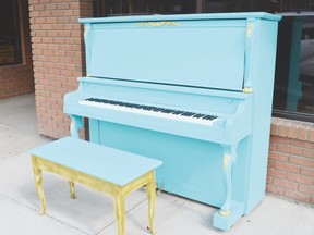 One of the two pianos that are now part of Main Street. The Leduc DBA is hoping to create more arts and culture in the downtown core and keep people downtown for longer. (Lisa Berg/Rep staff)