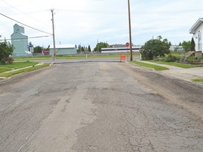 Resurfacing the road along 53 ave in the North Telford neighbourhood is part of the North Telford Revitalisation project. (Lisa Berg/Rep Staff)