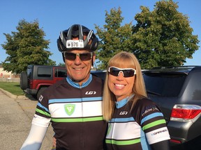 Cancer survivor Abby Micks and Dan MacIntosh will be among more than 5,000 cyclists participating this weekend in the Enbridge Ride to Conquer Cancer, a fundraiser for Princess Margaret Cancer Centre. The pair will cycle 200 kilometres over two days from Toronto to Niagara Falls. (Submitted Photo)
