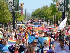 The first ever Owen Sound Pride parade makes its way down 2nd Ave. E. (Rob Gowan The Sun Times)