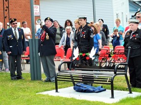 Legion member and bugler Roy Eaton playing the Last Post.
Photo by Leslie Knibbs/For The Mid-North Monitor