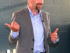 Dr. Steve Sider, a professor of education at Wilfrid Laurier University, spoke at Pathways Health Centre for Children about positive advocacy strategies for parents with children diagnosed with learning disabilities.
CARL HNATYSHYN/SARNIA THIS WEEK