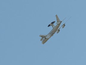A NATO E-3A AWAC flies around Cold Lake.