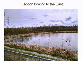 Bob's Lake Sewage Treatment Lagoon, looking to the east. The lagoon, constructed in 1961, serves as a wastewater treatment system.