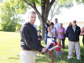 Cody Cacciotti, operations manager at Northern Ontario Railroad Museum and Heritage Museum, announces his mayoral bid in Sudbury on Monday. The municipal elections in Ontario will be held on Oct. 22. Gino Donato/Sudbury Star/Postmedia Network